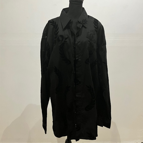 New COOGI black burnout, long sleeve button-down shirt - Picture 1 of 12